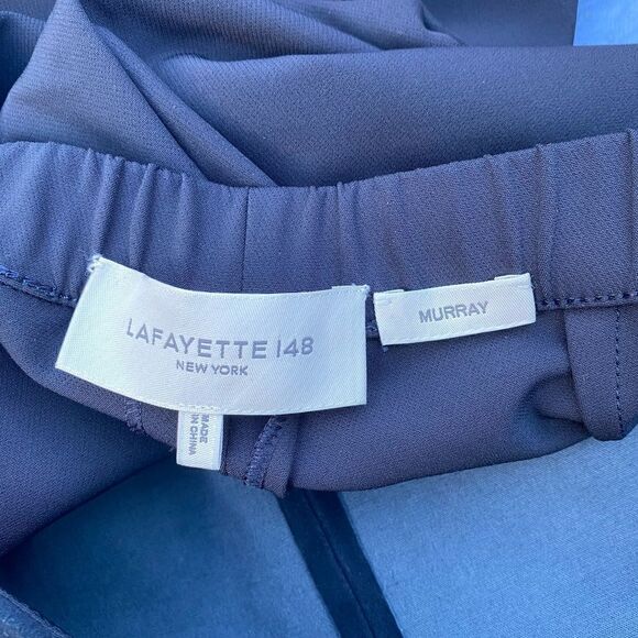 Lafayette 148 New York Murray Navy Suede Front Skinny Pant Sz M EUC! - Picture 4 of 5